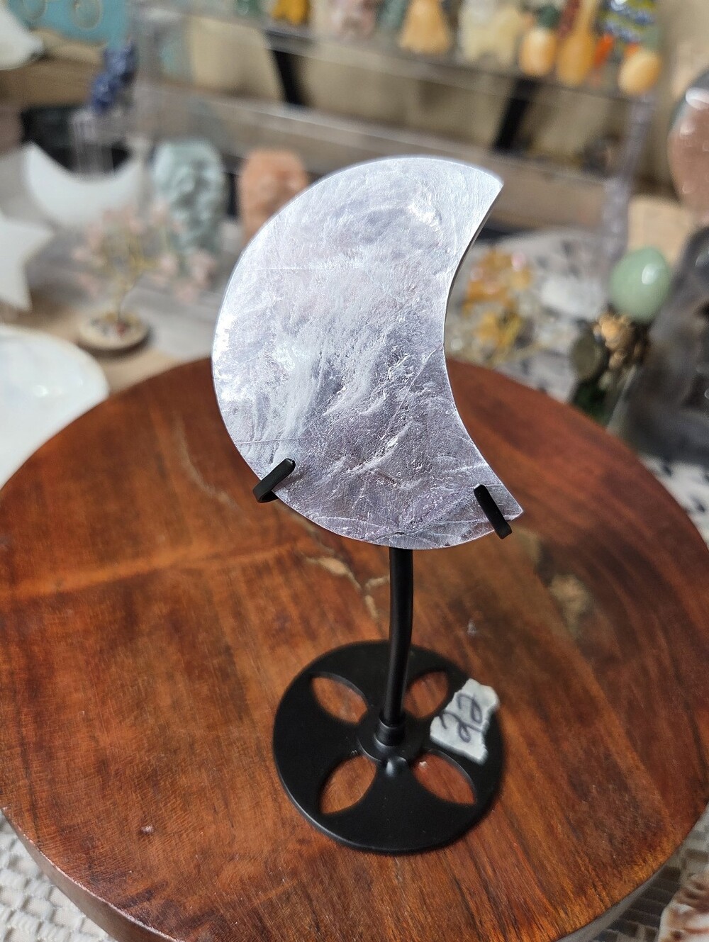 Gem Lepidolite Purple Mica Polished Moon With Stand 3 In ( Emotional Balance) A